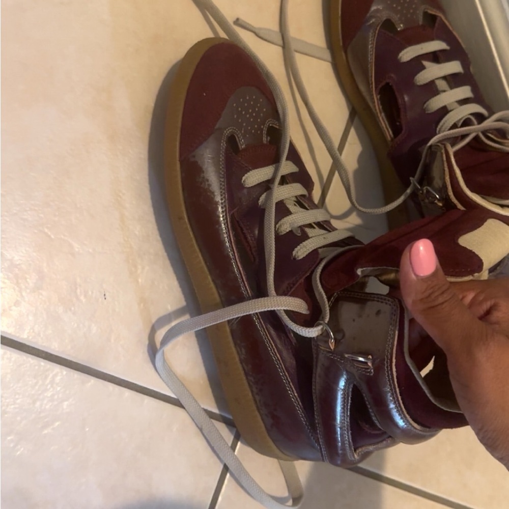 Stylish Burgundy and Cream Sneakers